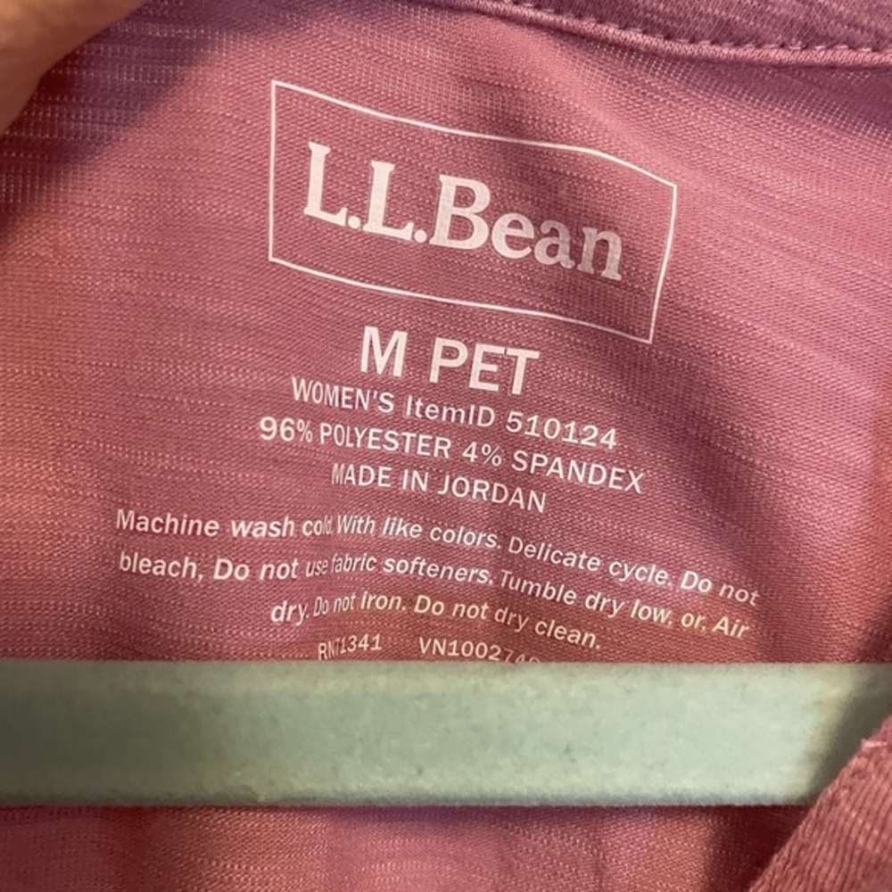 LL Bean Shirt Womens Medium Petite Regular Streamside Tee 3/4 Sleeve Rose Pink - Picture 2 of 5